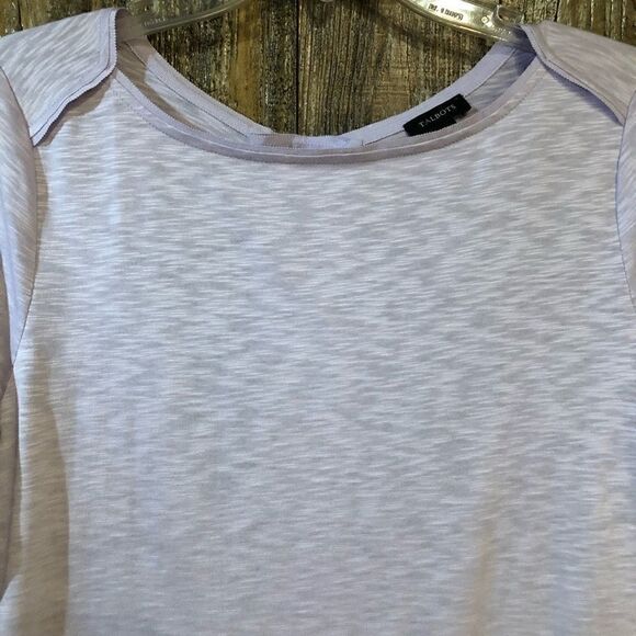 Talbots Sz M Lilac Back Grossgrain Ribbon Tie Relaxed Fit Flowy Luxury Top - Picture 9 of 9